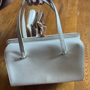 Fifth Avenue white leather purse